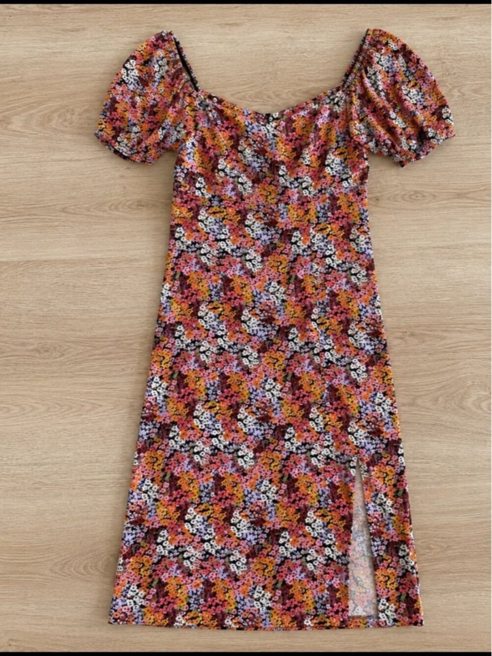 Park & Fifth Floral Puff Sleeve Midi Dress Woman Large Cottagecore Slit Canada